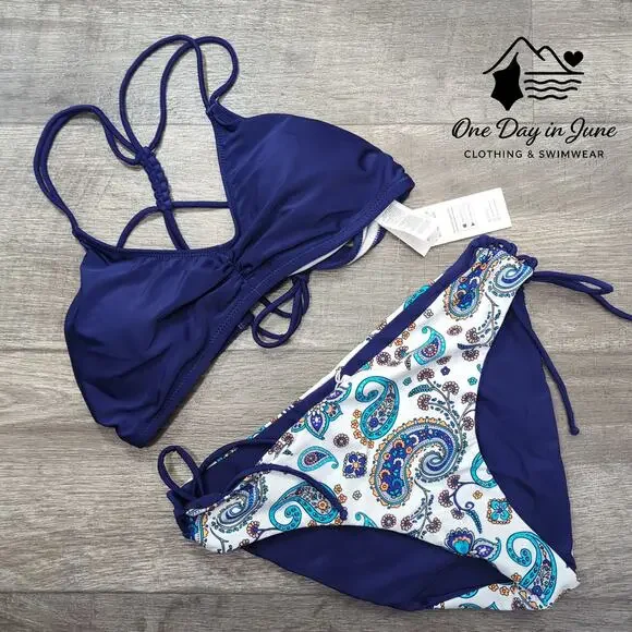 Cupshe Tie Back Tie Side Reversible Bikini Bottom Swimsuit Size L - Picture 3 of 6